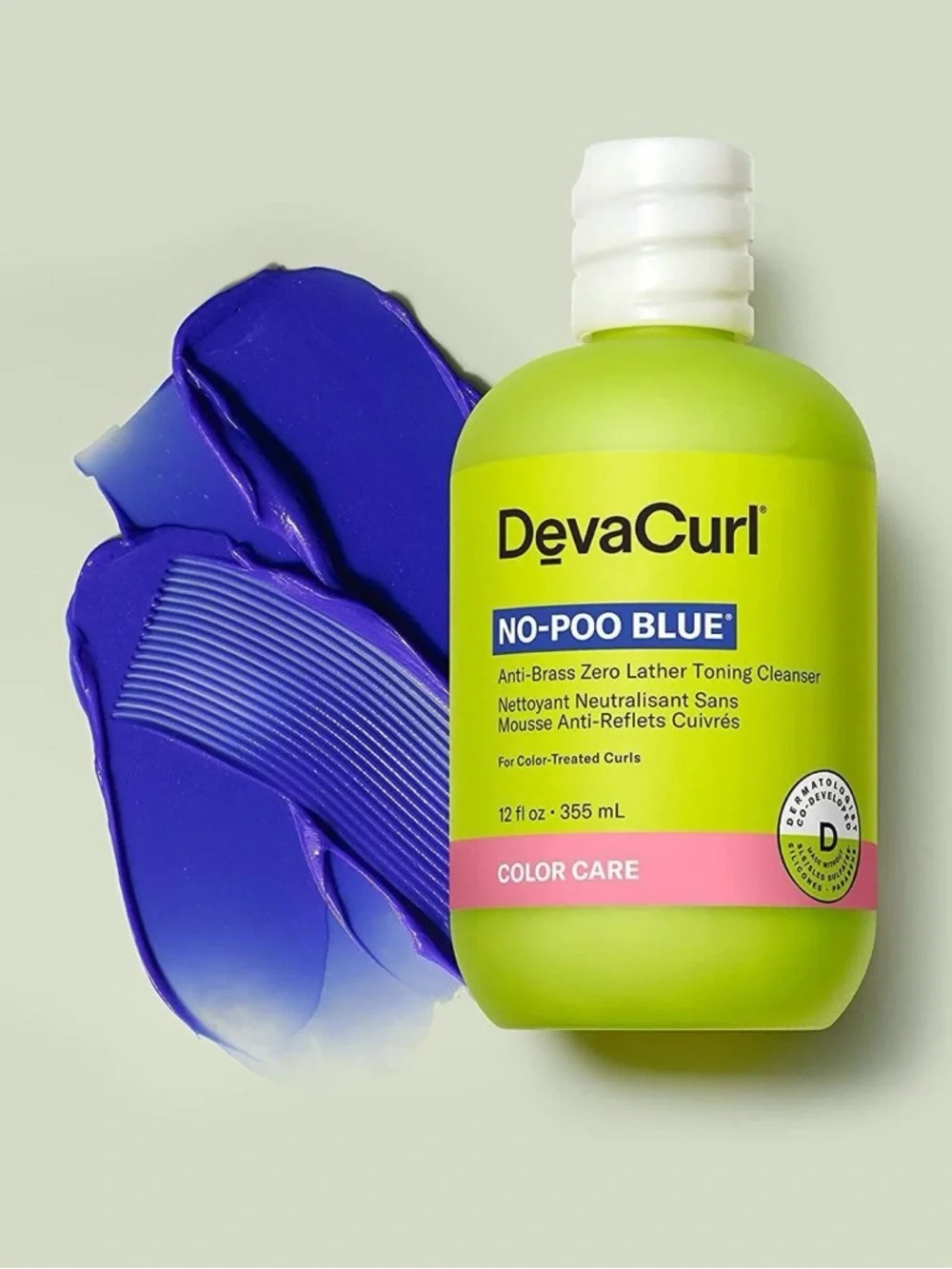 ✨ DevaCurl No-Poo Blue Cleanser 12oz – Anti-Brass Toning for Color-Treated Curls